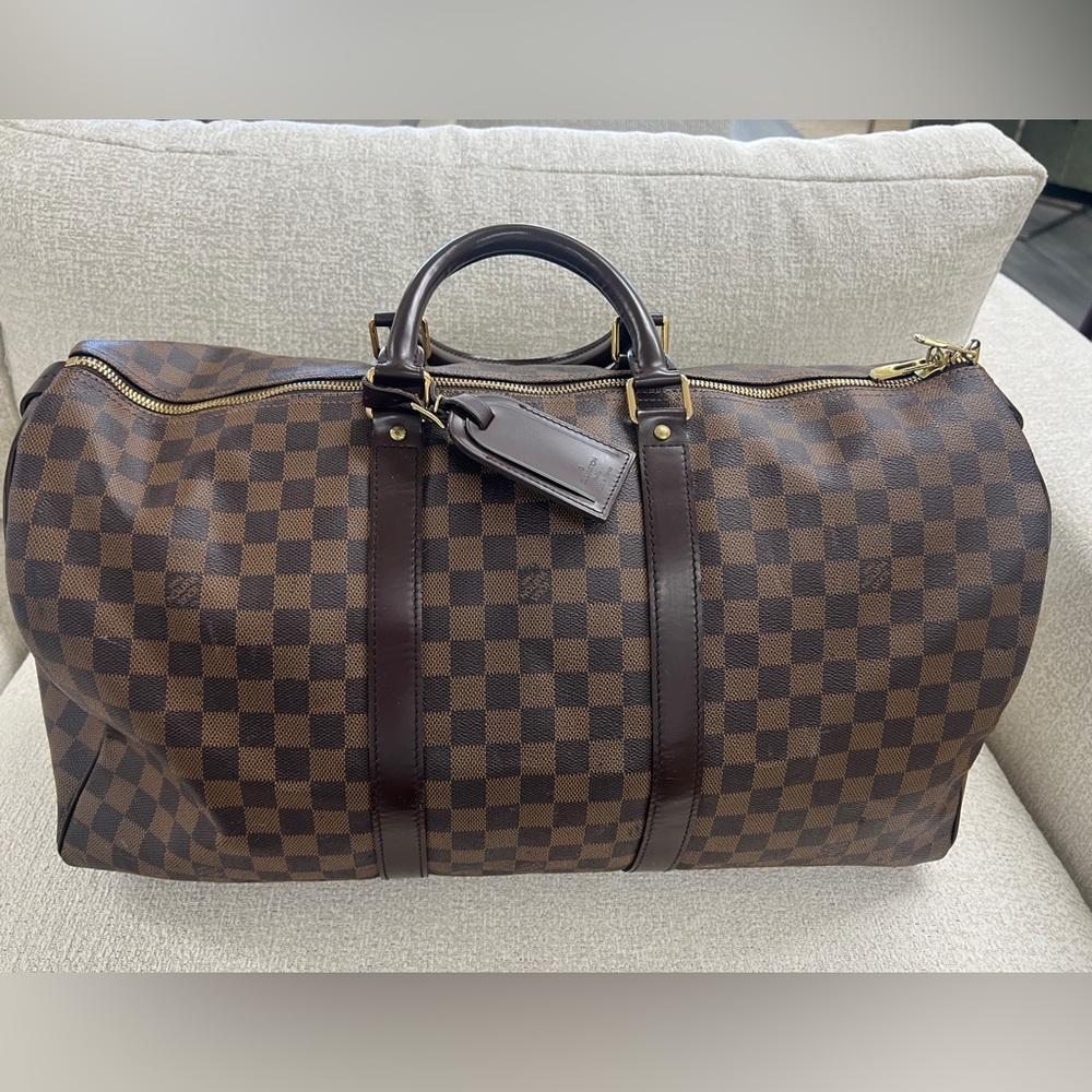 Louis Vuitton Damier Ebene Keepall 50 travel bag tote
